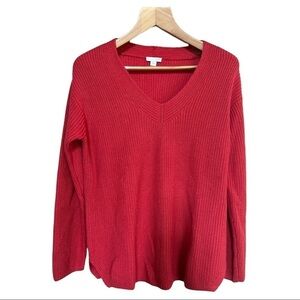 J.Jill Women’s Vneck Coral Knit Sweater, Size Small